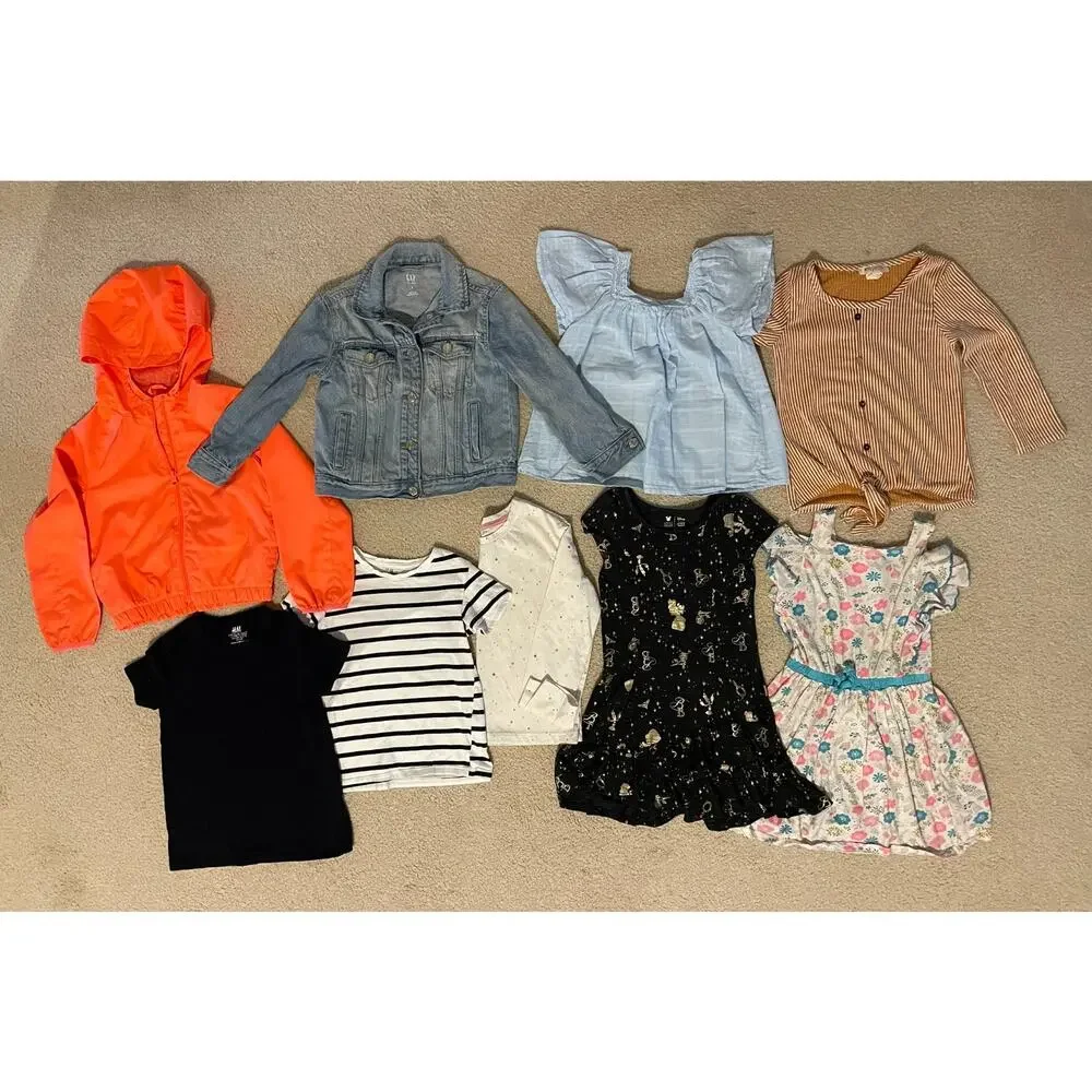 9 Pc Girls LOT Size S 6 6X 6-7 Clothing Name Brand Gap H&M Old Navy Disney C&J